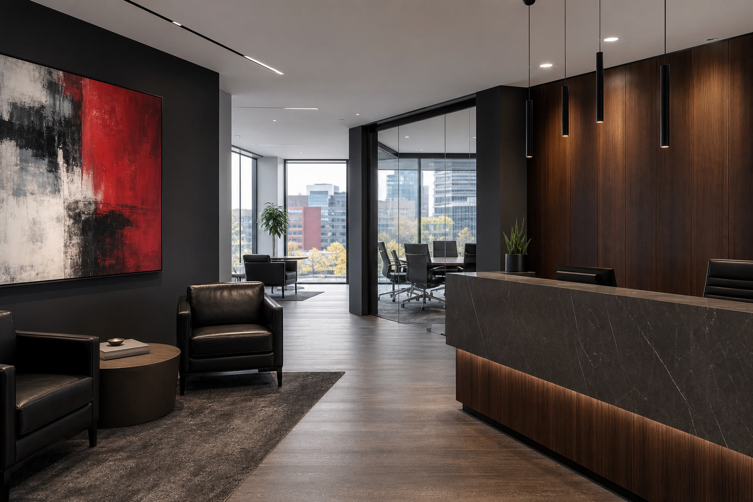 Interior of Bhalla Law Offices in Edmonton, Alberta — a professional meeting space for clients
